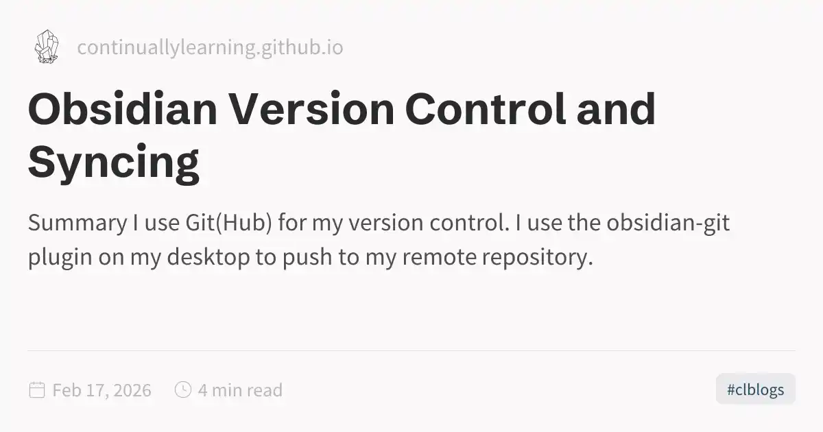 Obsidian Version Control and Syncing